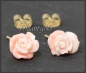 Preview: Ohrstecker rosa Edel-Koralle Rosen Blume, 585 Gold